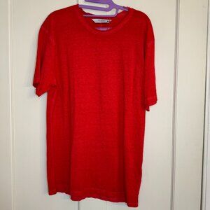 ELEVENPARIS Semi Sheer Raw Neckline and Hem Red Crewneck Tee Men’s Medium